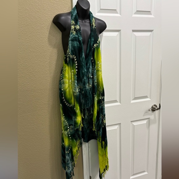 Other - Green and Yellow Tie-Dye Halter swim cover one size
